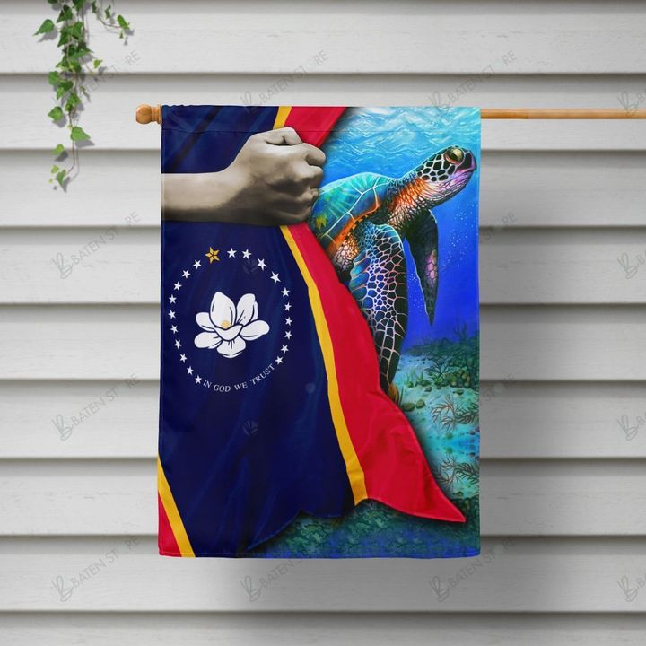 Sea Turtle Hand Pulling The New Magnolia Mississippi State Garden Flag House Flag