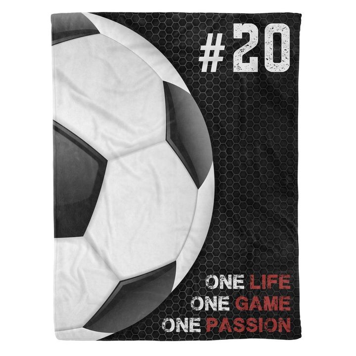 Soccer One Life Game Passion Pattern For Soccer Lover Custom Name Sherpa Fleece Blanket