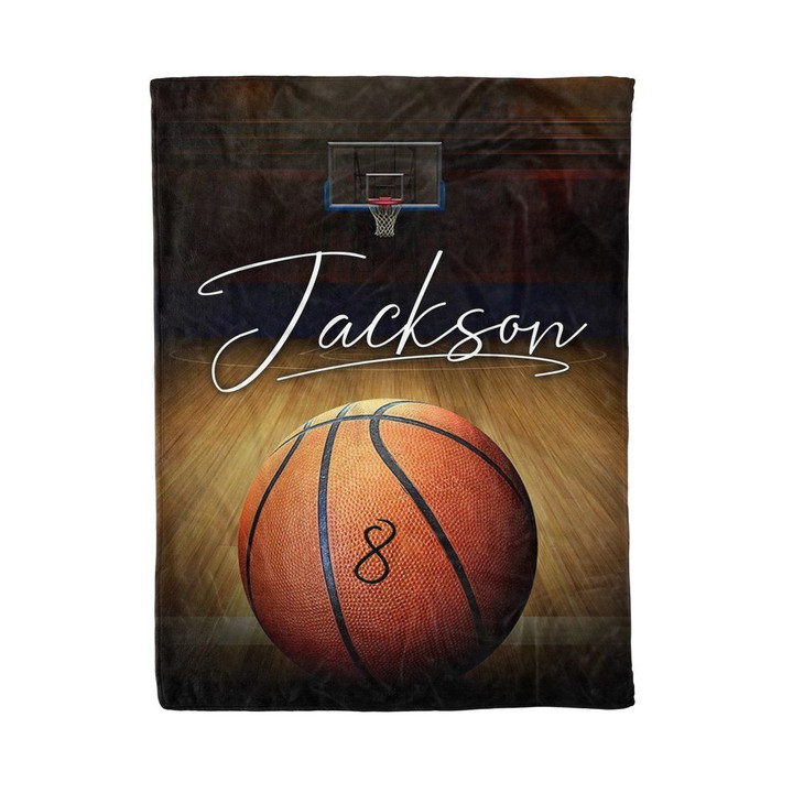 Basketball Ball On The Field For Basketball Lover Custom Name Sherpa Fleece Blanket