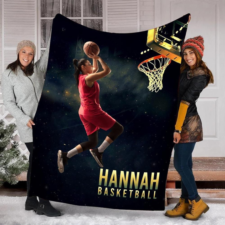 Basketball Player Basketball Lover Custom Name And Custom Image Sherpa Fleece Blanket