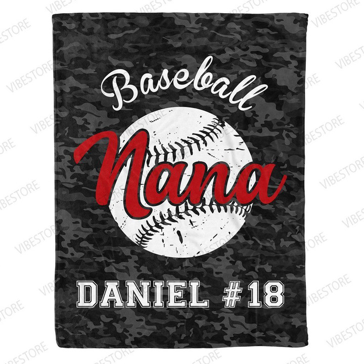 White Baseball Pattern Black Camouflage Background For Baseball Lover Custom Name Sherpa Fleece Blanket