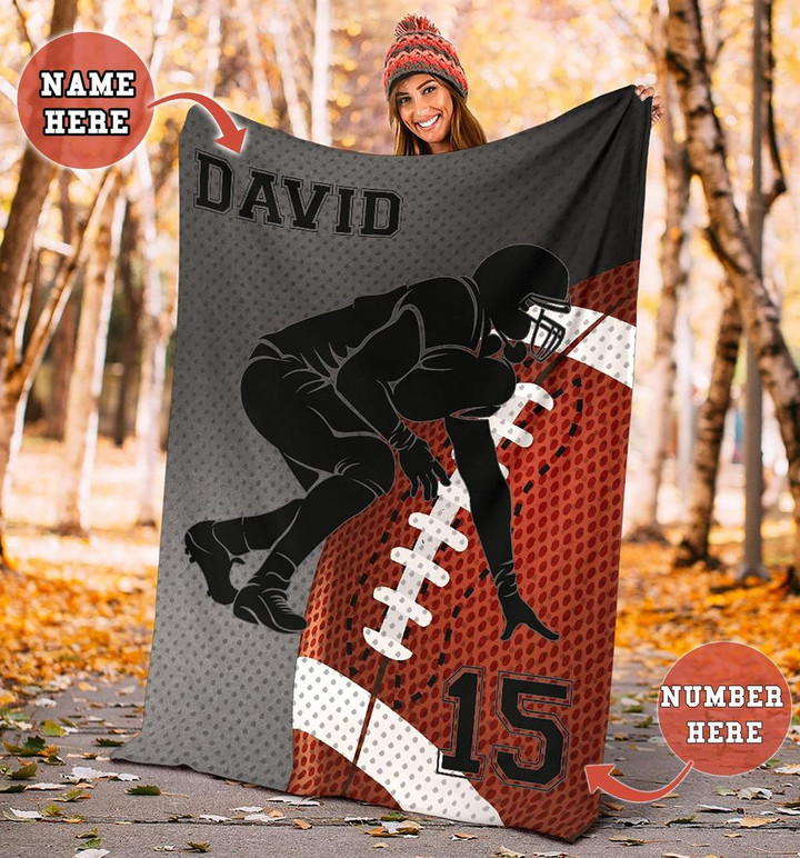 Football Lineman Player Dottie Pattern Background For Football Lover Custom Name Sherpa Fleece Blanket