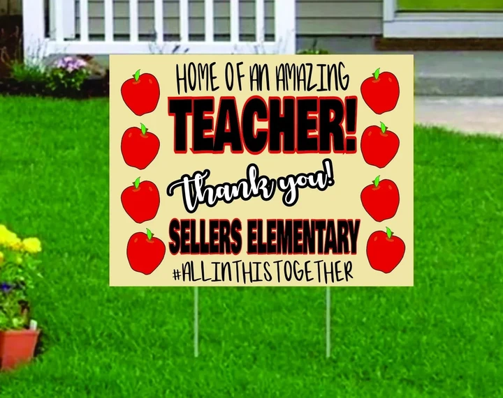 Apple Pattern Teacher Appreciation Yard Sign
