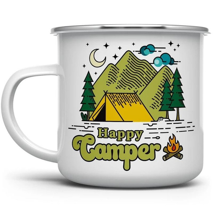 Happy Camper Retro Enamel Camping Mug