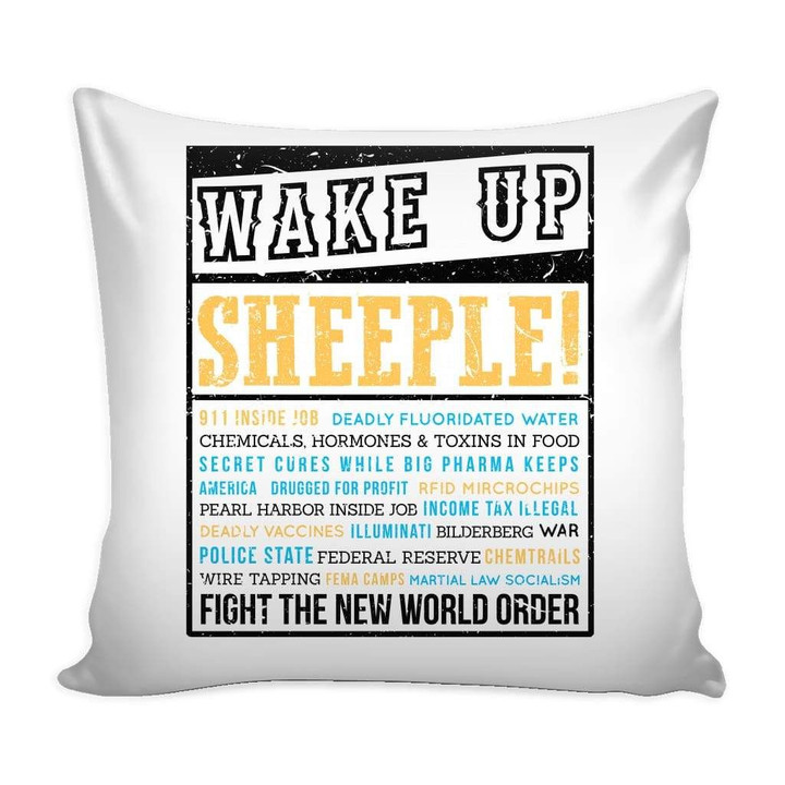 Wake Up Fight The New World Order White Theme Cushion Pillow Cover Home Decor