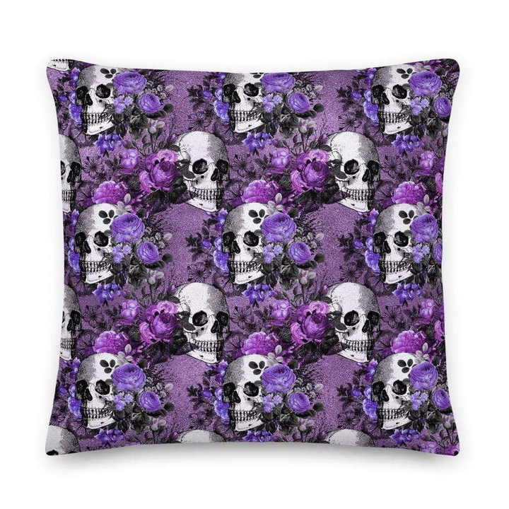 Goth Skulls And Purple Roses Cushion Pillow Cover Home Decor