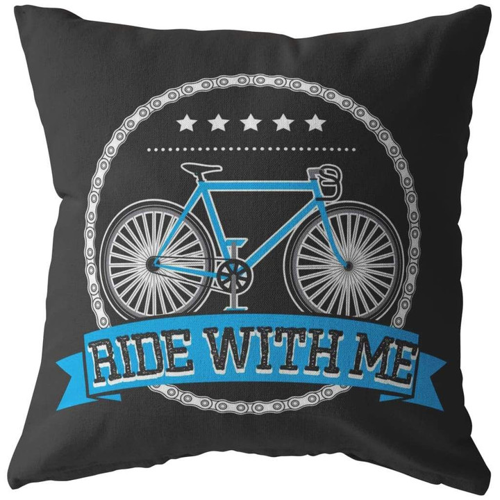 Blue Bike Ride With Me Black Theme Cushion Pillow Cover Home Decor