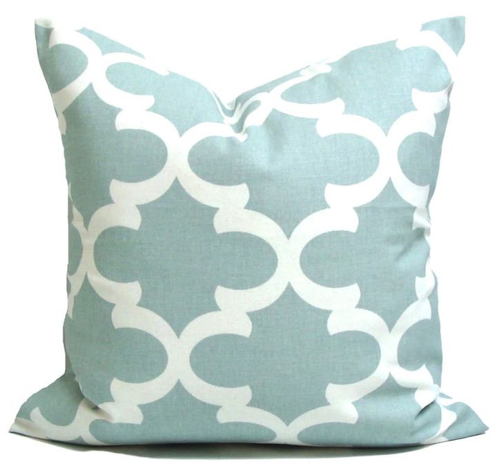 Snowy Blue And White Tiles Large Pattern Cushion Pillow Cover Home Decor