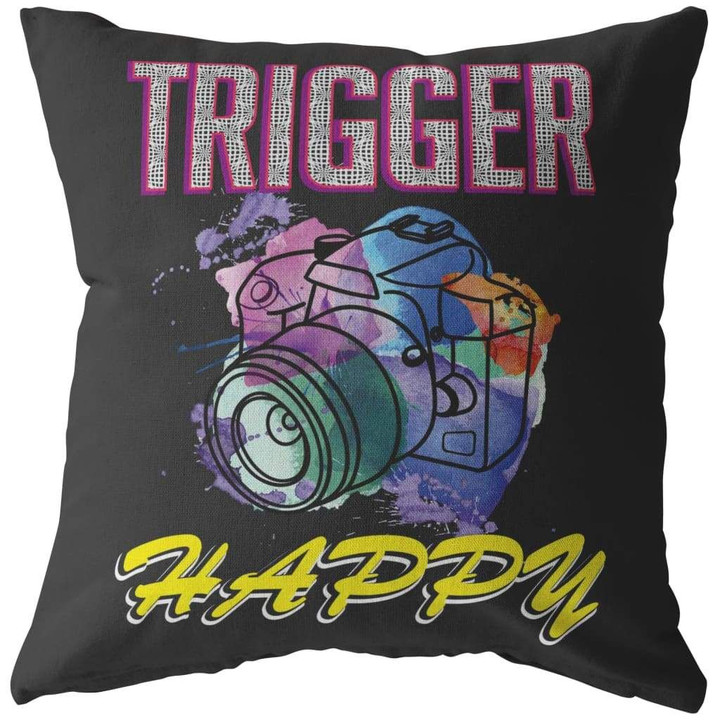 Funny Camera Photography Trigger Happy Cushion Pillow Cover Home Decor