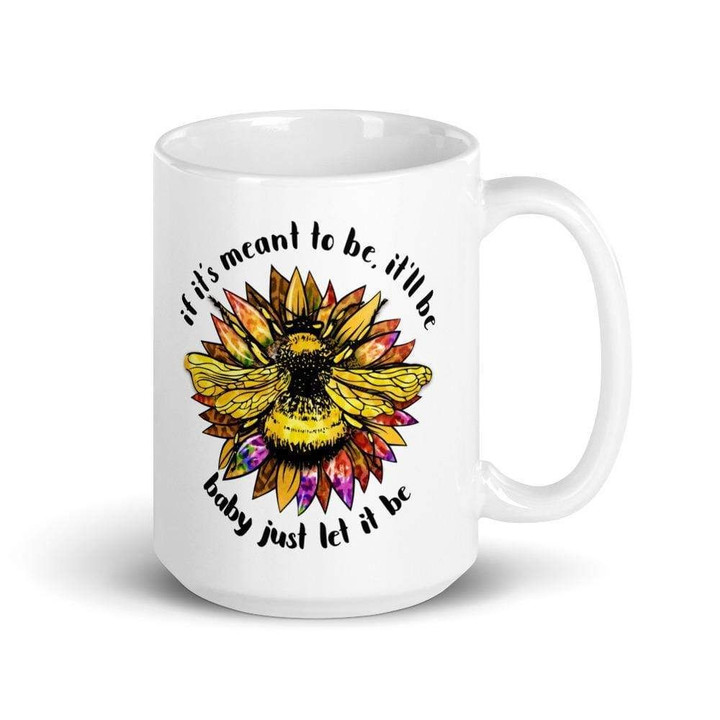 Drawing Sunflower Let It Bee Quote Design Ceramic Mug