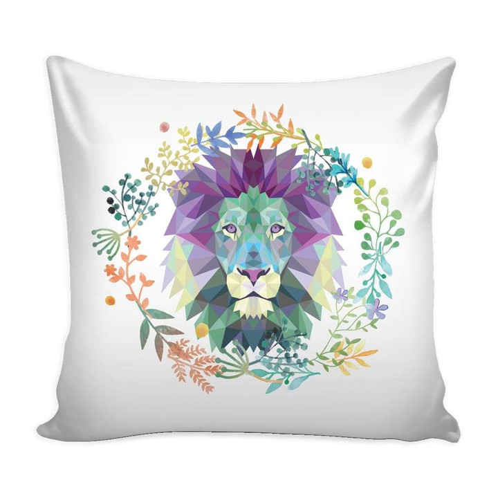 Lion Head Floral Circle Cushion Pillow Cover Home Decor