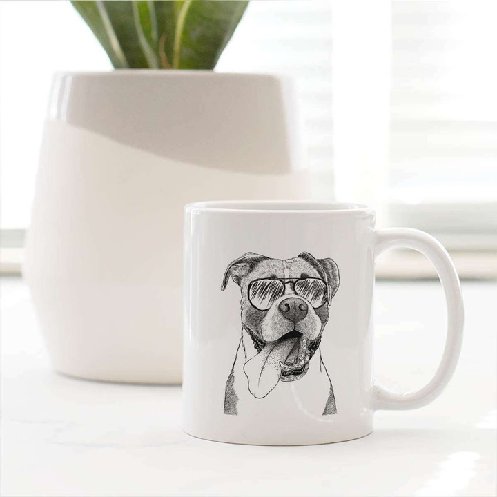 Tuckeroo The Boxer Dog Tongue Out Art Design White Ceramic Mug