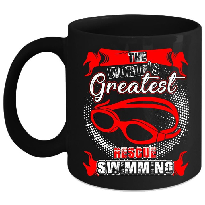 The World's Greatest Rescue Swimming Black Ceramic Mug
