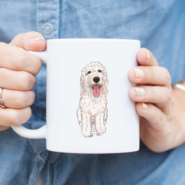 Fluffy Teddy The Goldendoodle Gift For Dog Owner White Ceramic Mug