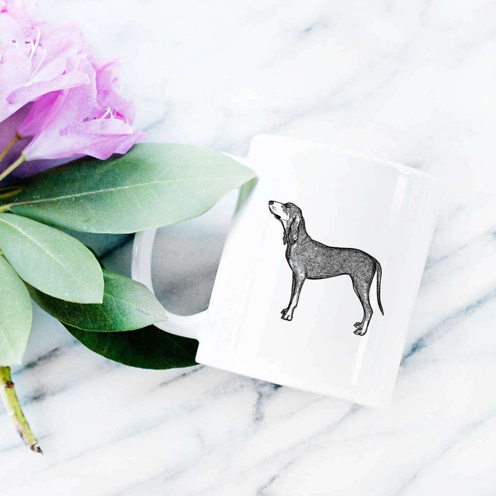 Meaningful Gift For Dog Lover Halftone Coonhound Dog Design White Ceramic Mug