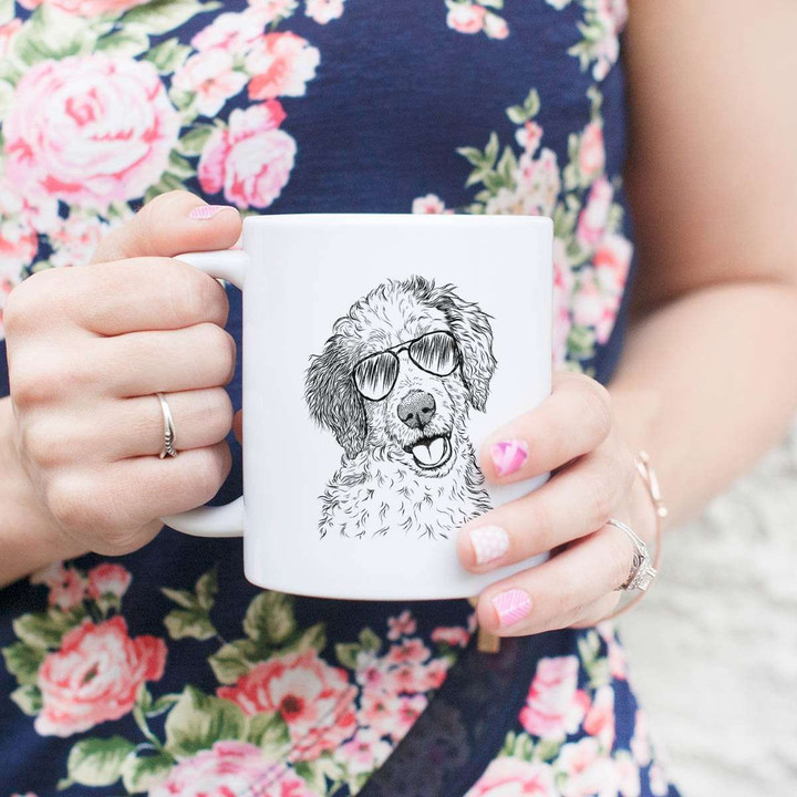 Hoge The Aussiedoodle Smiley Dog Art Design White Ceramic Mug