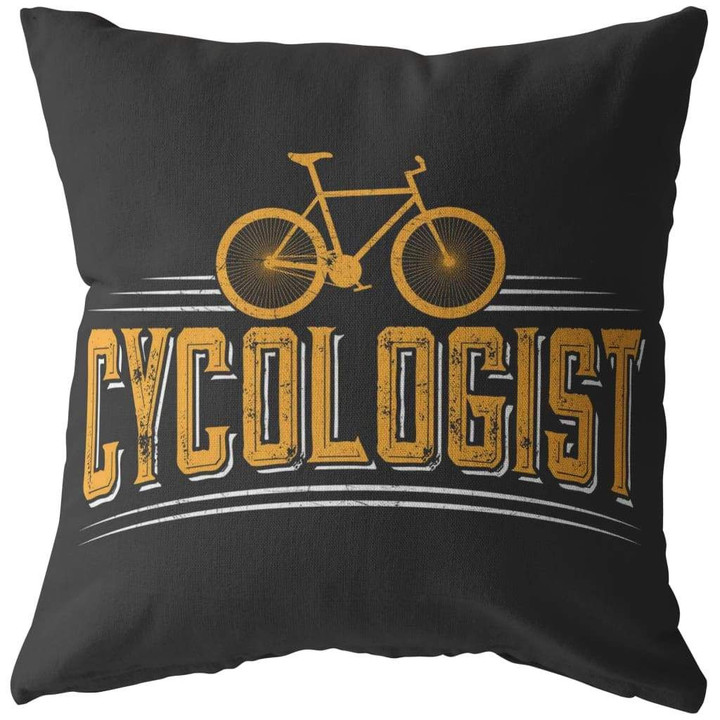 Funny Cycling Cycologist Black Theme Cushion Pillow Cover Home Decor