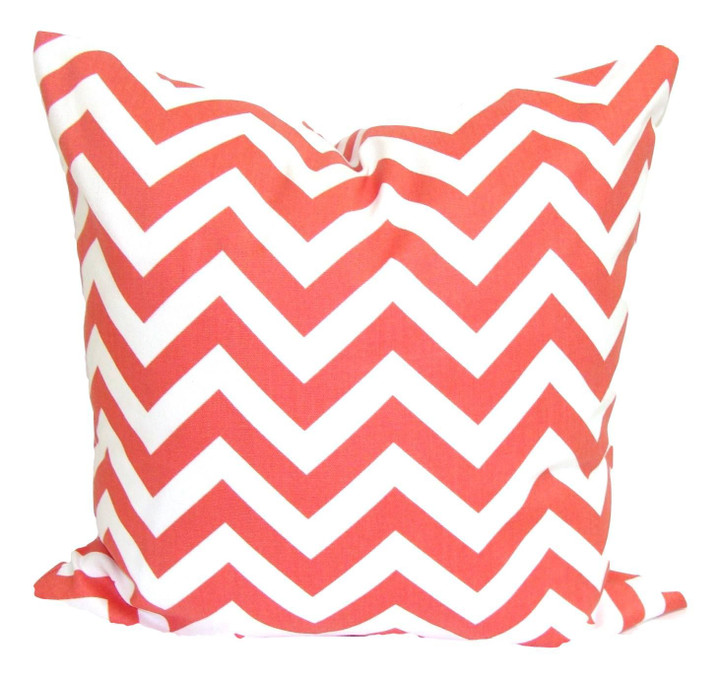 Coral And White Chevron Pattern Cushion Pillow Cover Home Decor