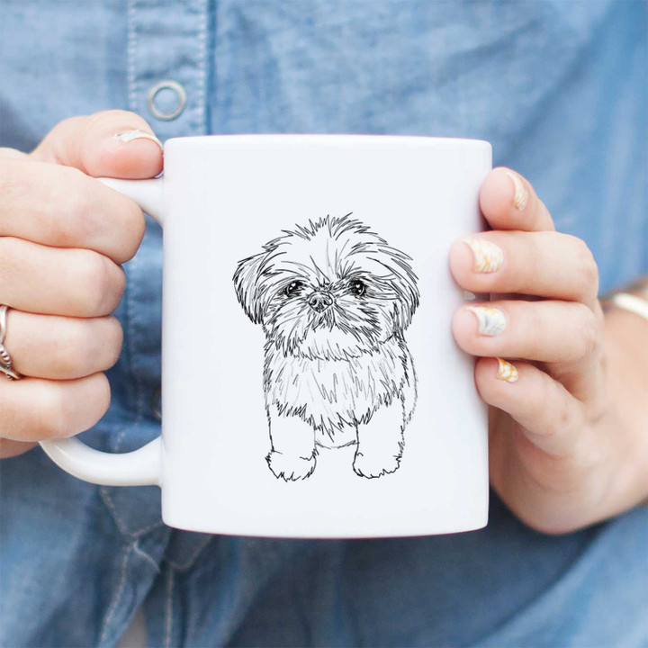 Doodled Gertrude Mcfuzz The Mini Shih Tzu Gift For Dog Owner White Ceramic Mug