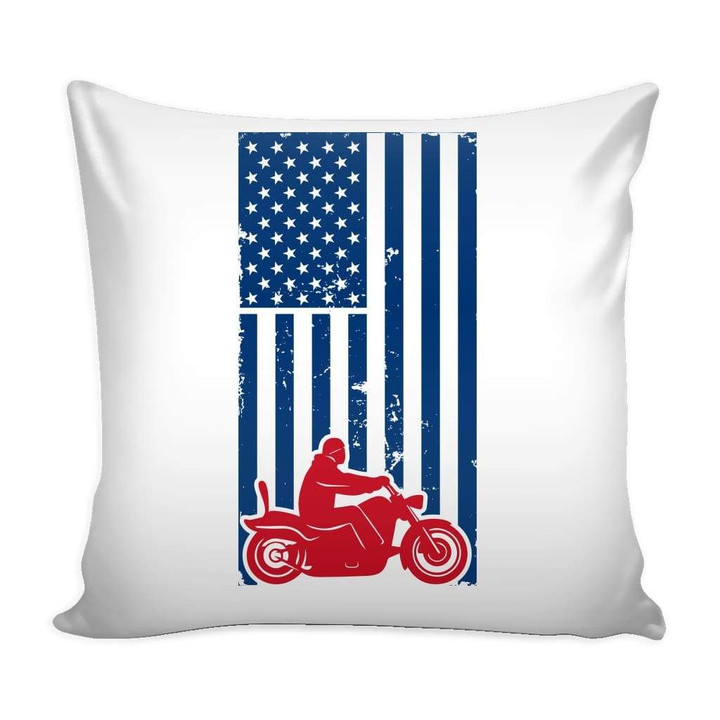 Motorcycle American Flag Cushion Pillow Cover Home Decor