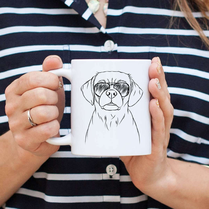 Funny Popcorn The Puggle Dog Portrait Art Design White Ceramic Mug
