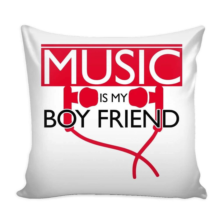 Red And White Music Is My Boyfriend Cushion Pillow Cover Home Decor