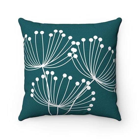 Teal Background Pretty Dandelion Cushion Pillow Cover Home Decor