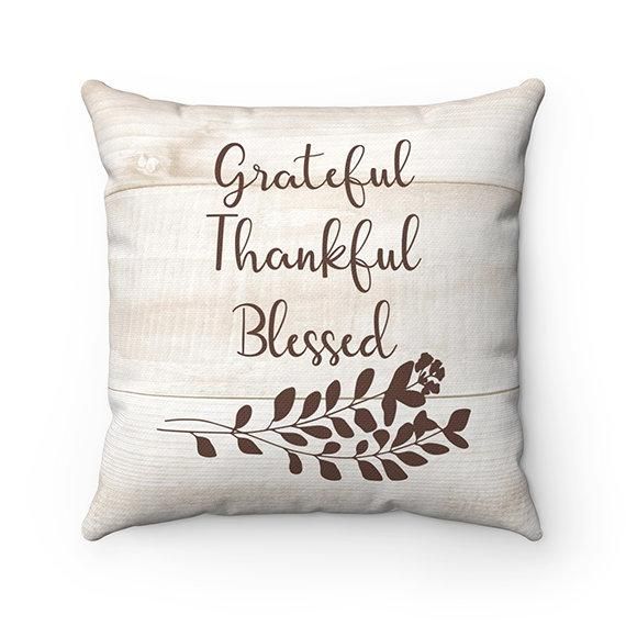 Monogram Grateful Thankful Blessed Cushion Pillow Cover Home Decor