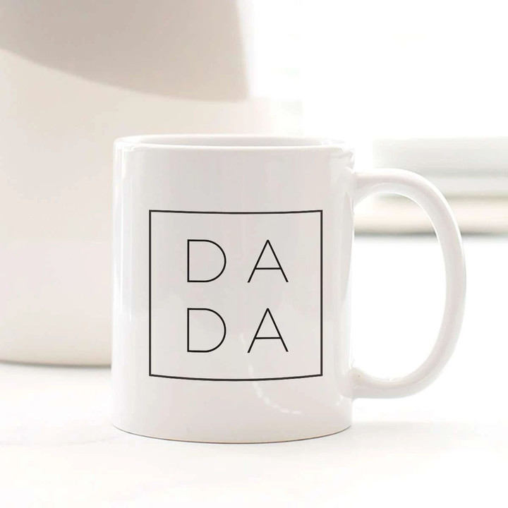 Amazing Gift For Dad Dada Square Frame Design White Glossy Ceramic Mug