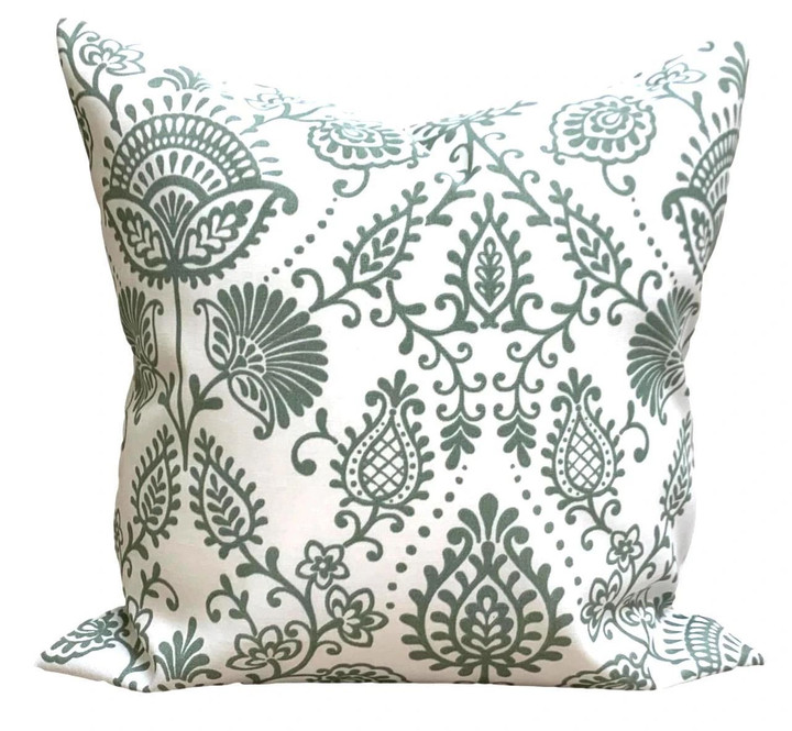 Mirage Green Floral Pattern White Theme Cushion Pillow Cover Home Decor