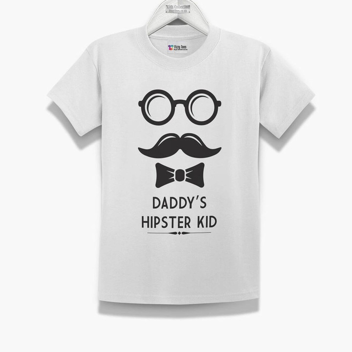 Daddy's Hipster Kid Glasses Mustage Printed Guys Tee