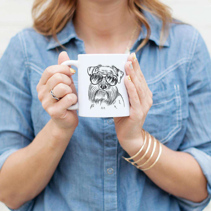 Wrigley The Schnauzer Smartest Dog Art Design White Glossy Ceramic Mug