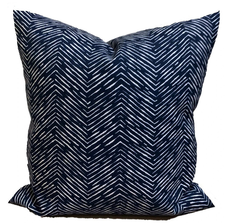 Navy Blue And White Chevron Cushion Pillow Cover Home Decor
