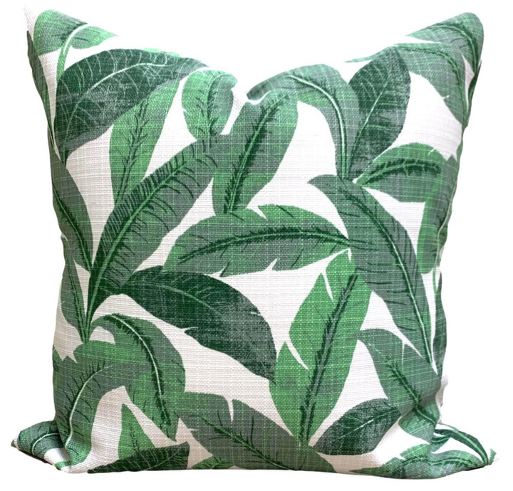 Mirage Green Palm Leaf White Background Cushion Pillow Cover Home Decor
