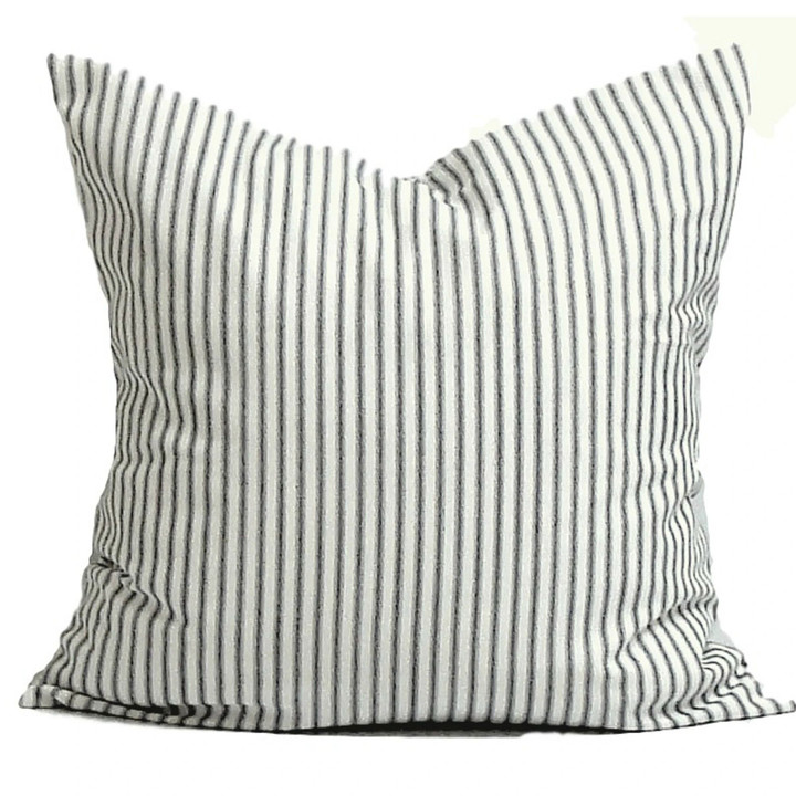 Black And White Ticking Stripe Pattern Cushion Pillow Cover Home Decor
