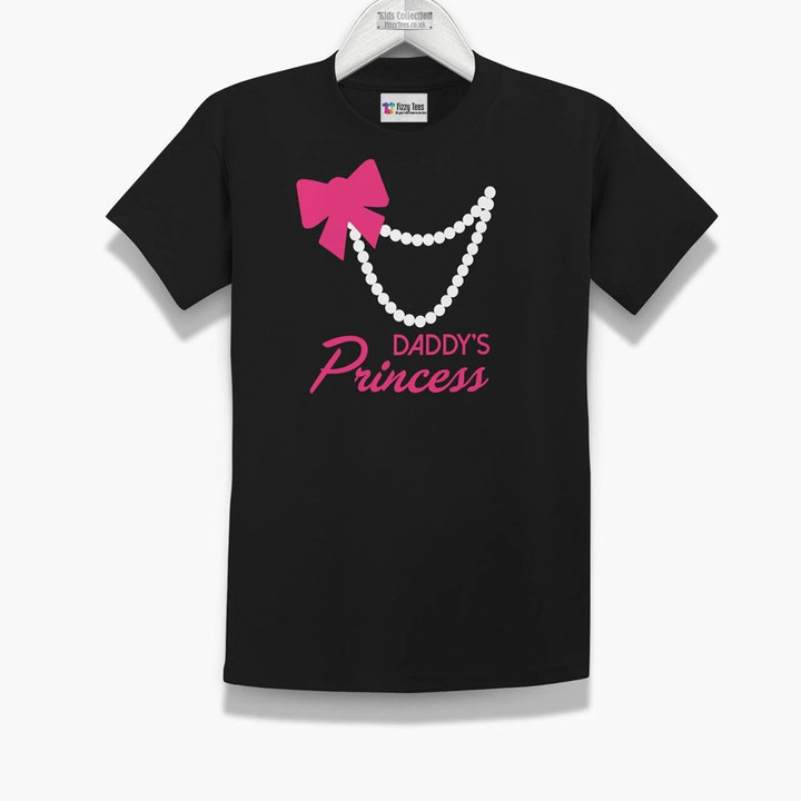 Daddy's Princess Pearl Jewelry Black Printed Guys Tee