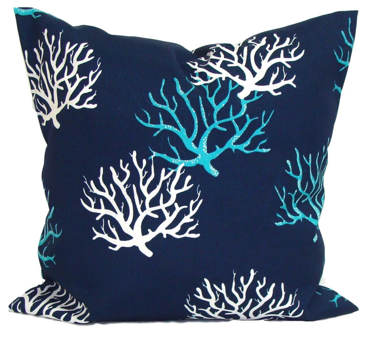 Navy Blue Coral Beautiful Design Cushion Pillow Cover Home Decor