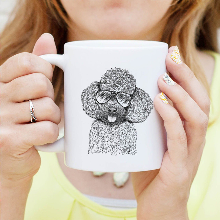 George The Toy Poodle Dog With Glasses Portrait Gift For Dog Owner White Ceramic Mug