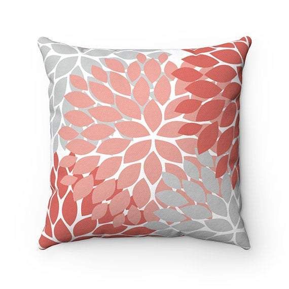 Coral Flower Burst Cushion Pillow Cover Home Decor
