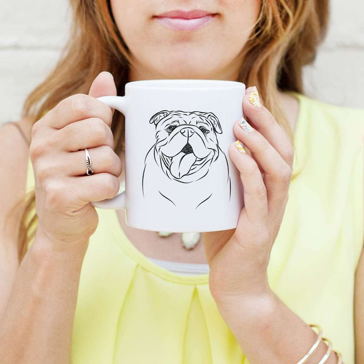 Missy Moo The English Bulldog Happy Face Dog White Ceramic Mug