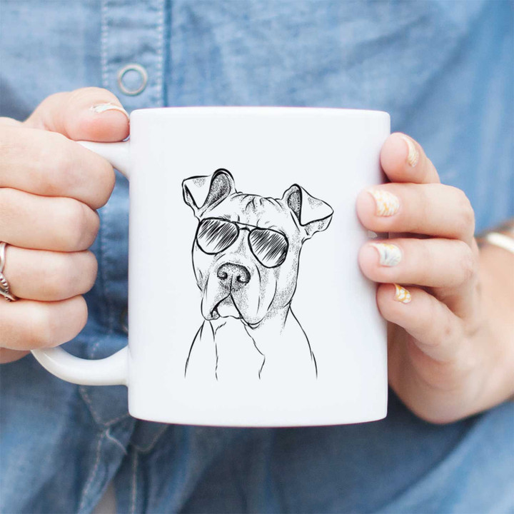 Scraps The Am Staff Mix Dog Enjoy Summer Time Design White Ceramic Mug