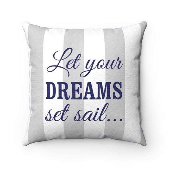 Let Your Dreams Set Sail White And Gray Stripe Cushion Pillow Cover Home Decor
