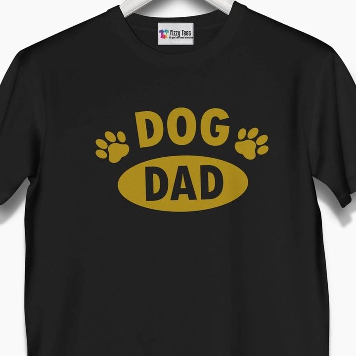 Dog Dad And Yellow Dog Paw Printed Guys Tee