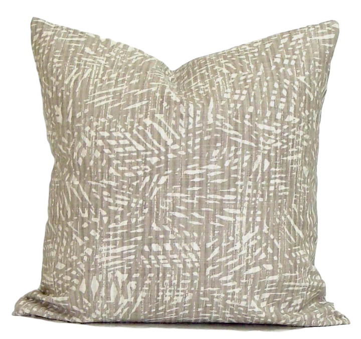 Ecru Palm Leaves Pattern White Theme Cushion Pillow Cover Home Decor