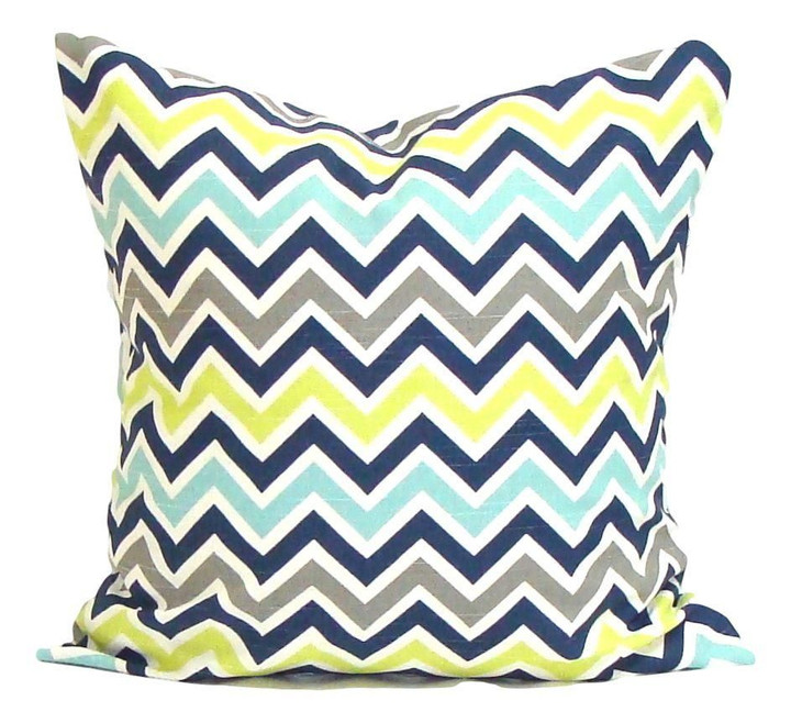 Blue Green And Gray Chevron Pattern Cushion Pillow Cover Home Decor