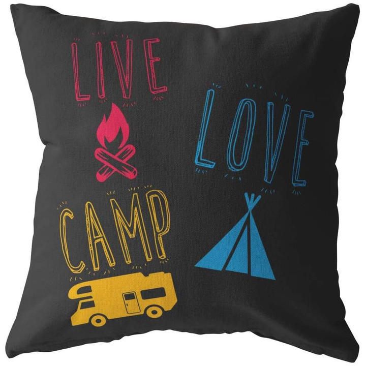 Camping Live Love Camp Cushion Pillow Cover Home Decor