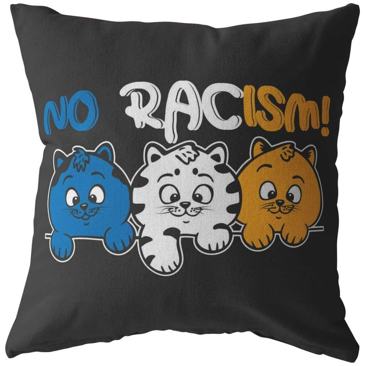 Cat With Different Appearances No Racism Black Theme Cushion Pillow Cover Home Decor