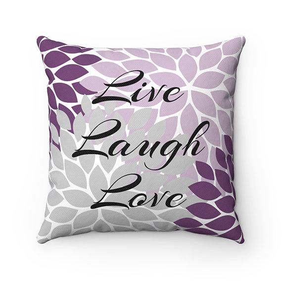 Floral Background Live Laugh Love Cushion Pillow Cover Home Decor