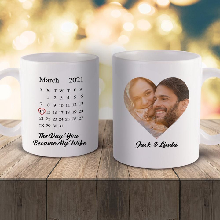 Father's Day Gift Calendar Save The Date Custom Name And Photo Ceramic Mug