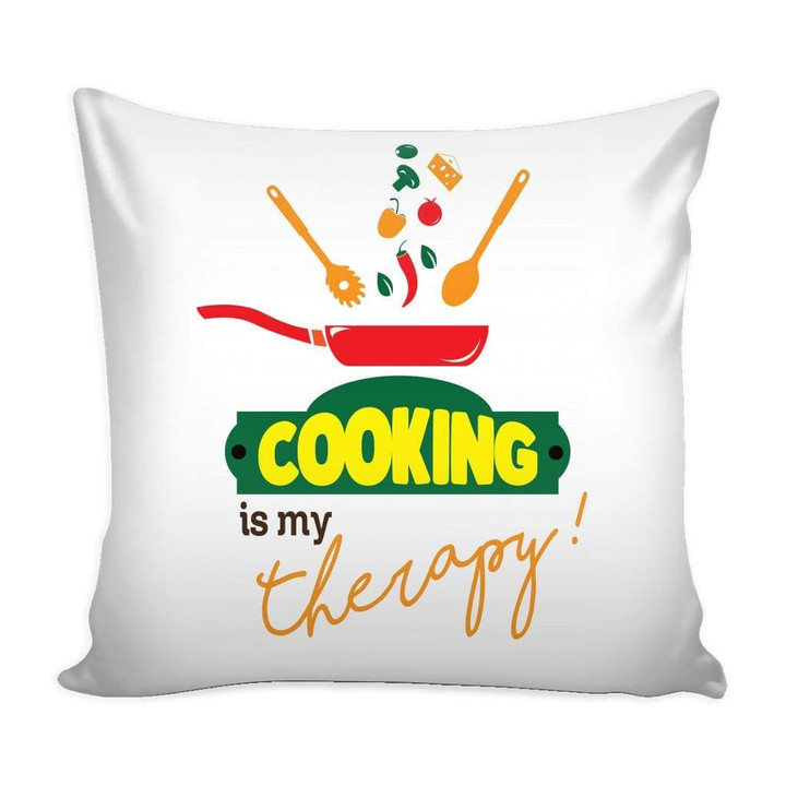 Cushion Pillow Cover Home Decor Funny Chef Cook Graphic Cooking Is My Therapy